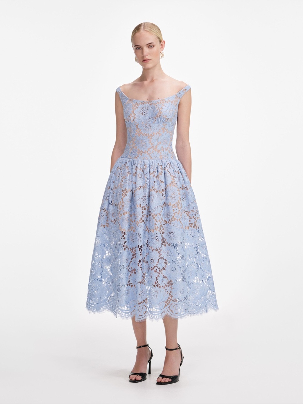 NWT- Sel - Portrait Light Blue Lace Midi Dress size 8